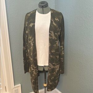 Camouflage Open Front Cardigan
